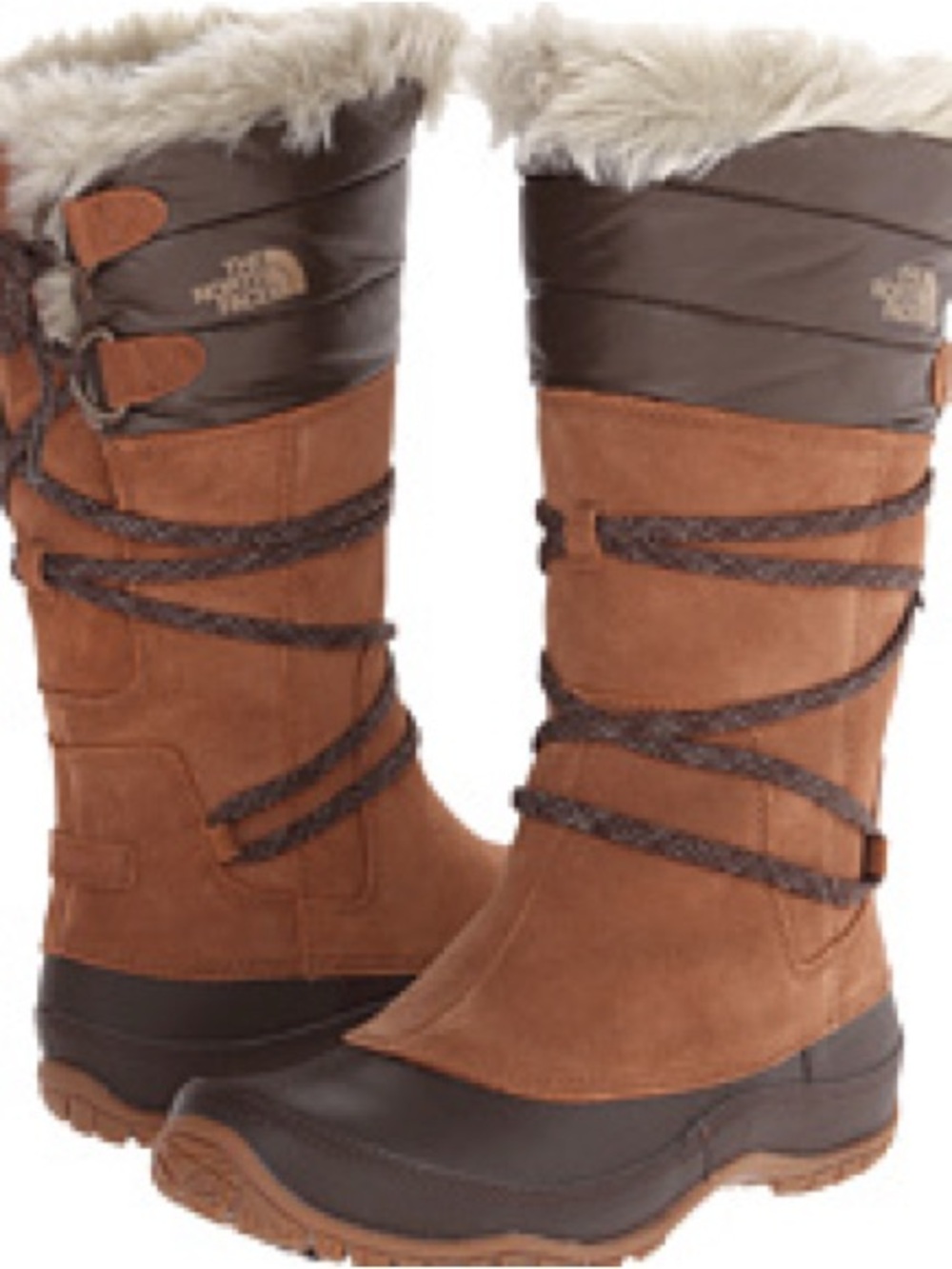 The North Face Women's Brown Suede Winter Boots with Faux Fur Trim